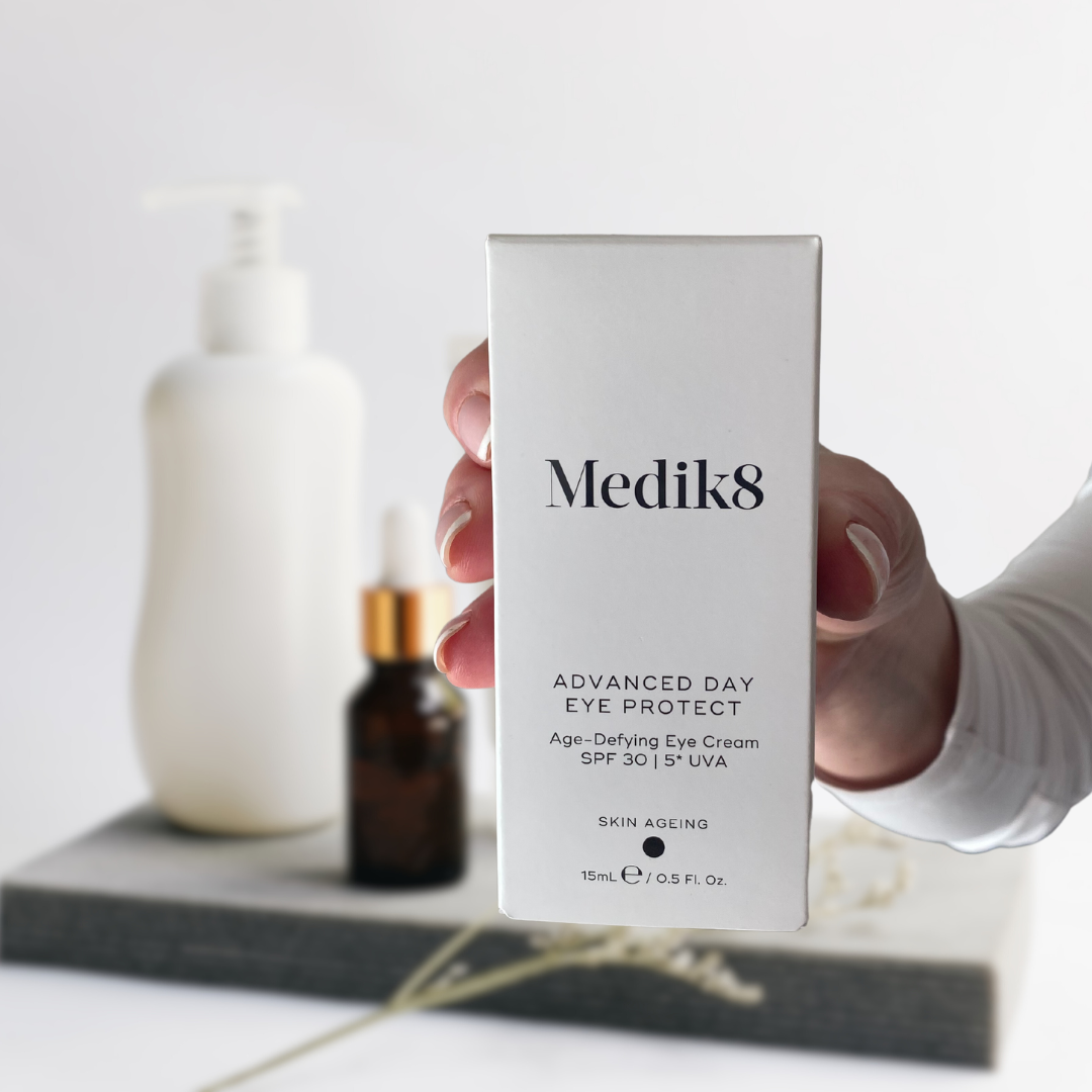 MEDIK8 Advanced Day Eye Protect SPF 30 15ml: Safeguard and rejuvenate your delicate eye area with MEDIK8 Advanced Day Eye Protect, a high-performance eye cream with SPF 30 that moisturizes, protects, and reduces the appearance of fine lines and wrinkles for a brighter and more youthful-looking eye contour.