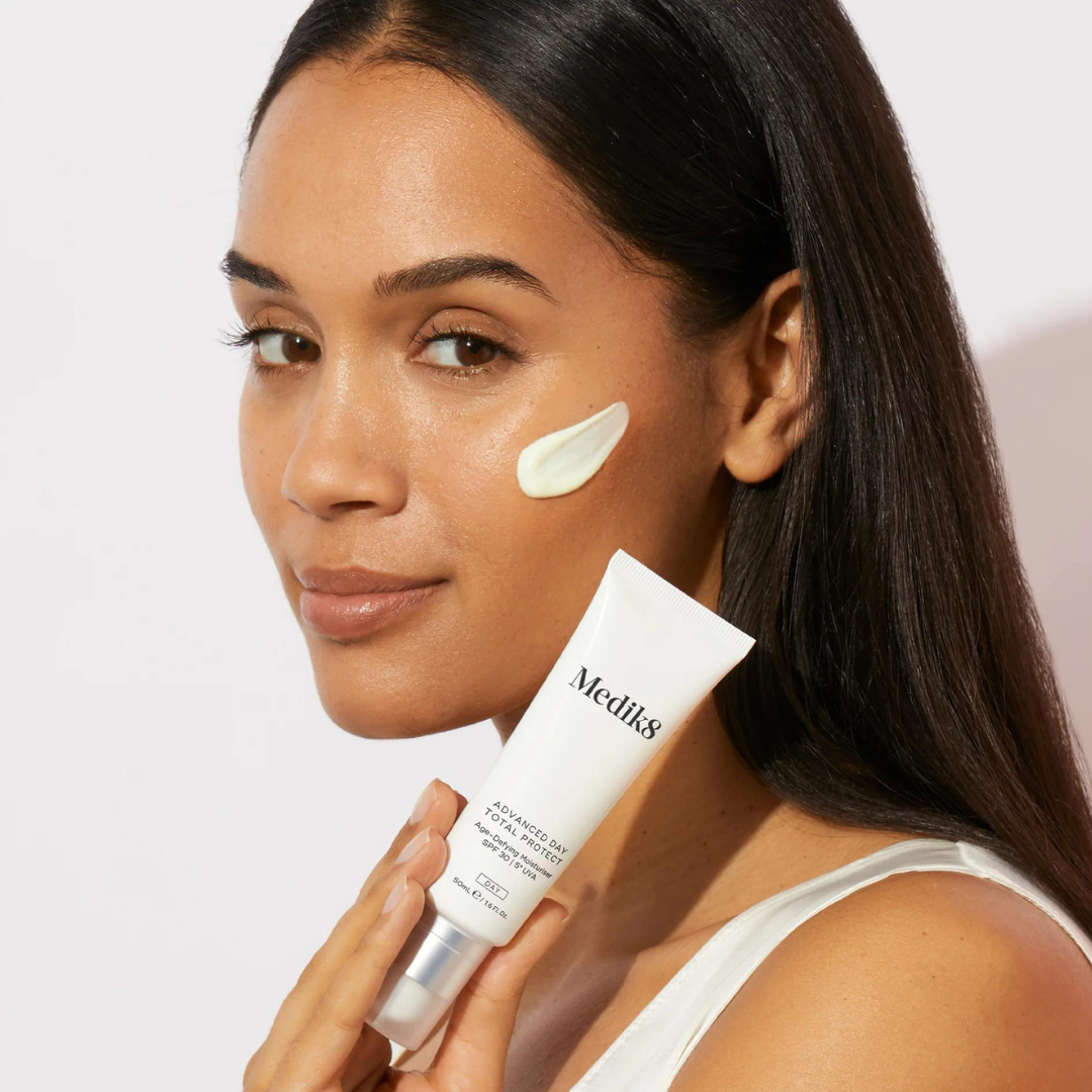MEDIK8 Advanced Day Total Protect SPF30 50ml: Shield your skin with MEDIK8 Advanced Day Total Protect, a multi-tasking moisturizer with SPF30 that provides advanced protection against UV rays, environmental aggressors, and premature aging for a healthy and protected complexion.