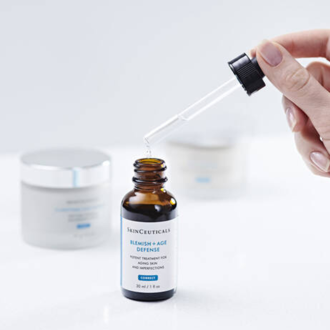 SKINCEUTICALS Blemish + Age Defence 30ml: Combat blemishes and signs of aging with SKINCEUTICALS Blemish + Age Defence, a targeted serum that helps to reduce acne breakouts, minimize pore congestion, and diminish the appearance of fine lines and wrinkles for a clearer, smoother, and more youthful-looking complexion