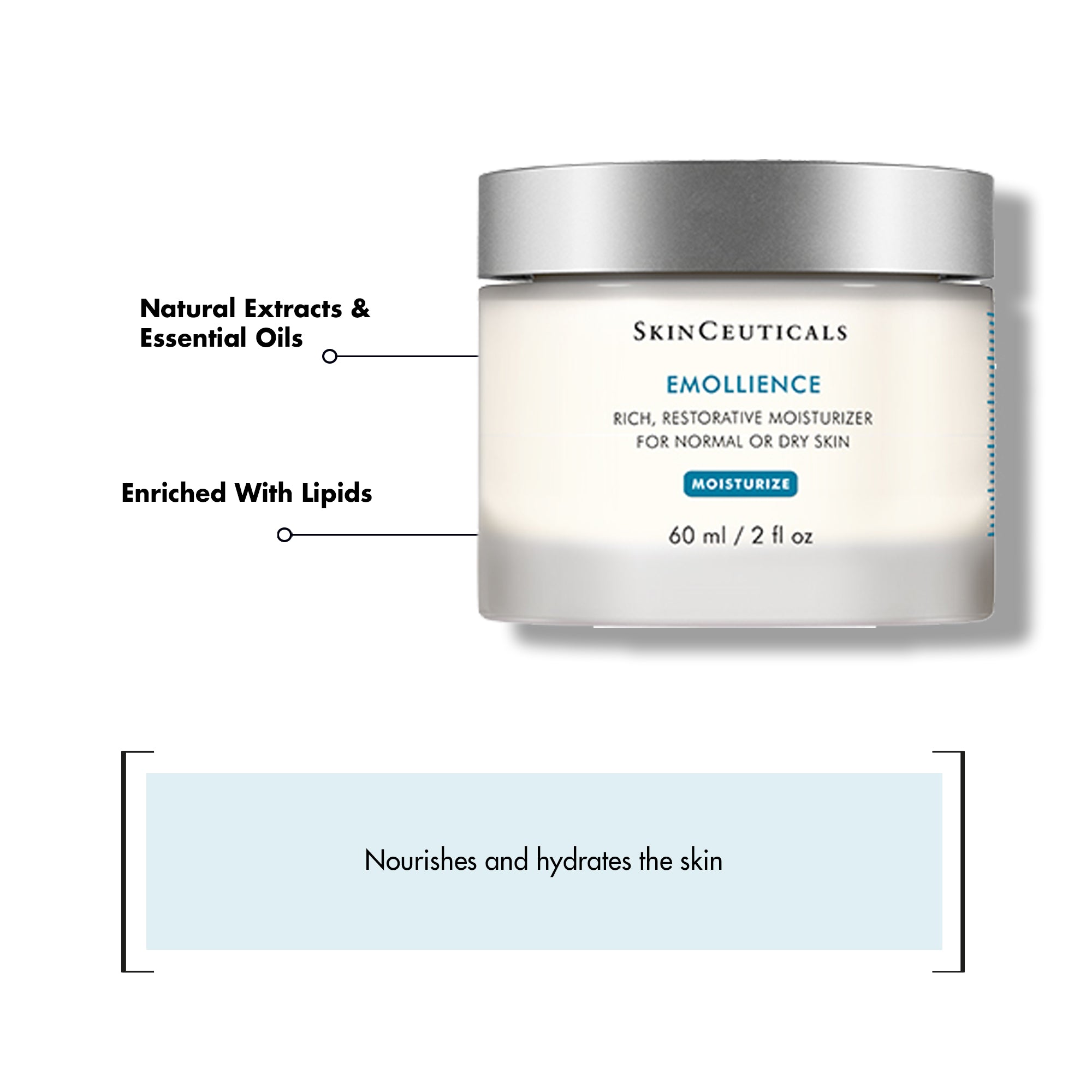 SKINCEUTICALS Emollience 50ml: Quench and soothe dry, sensitive skin with SKINCEUTICALS Emollience, a rich and nourishing moisturizer that provides long-lasting hydration, replenishes essential lipids, and promotes a healthy, radiant complexion.