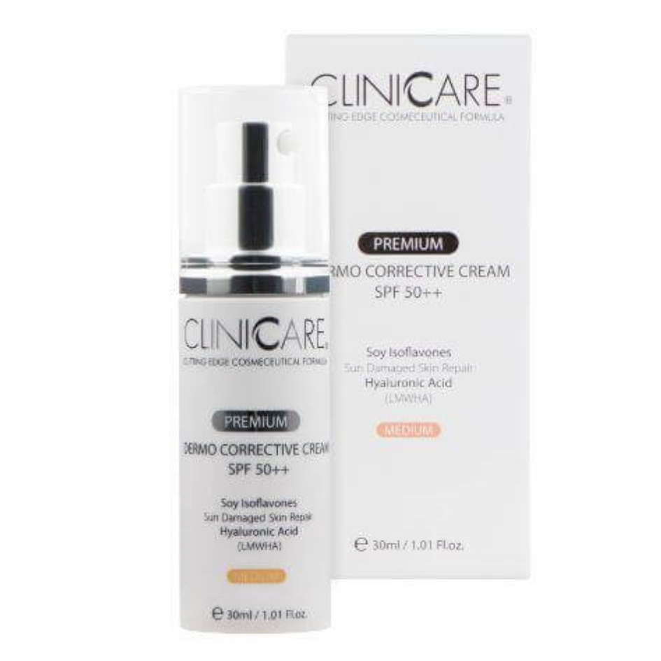 CLINICCARE Dermo Corrective Cream SPF50 30ml: Protect and correct your skin with CLINICCARE Dermo Corrective Cream, a multi-functional cream infused with SPF50 to shield against harmful UV rays while providing corrective benefits, promoting a healthier and more even-toned complexion.