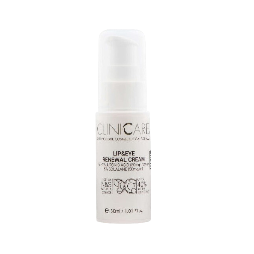 CLINICCARE Lip & Eye Renewal Cream Hyal+ 30ml - Rejuvenate and hydrate your lips and eyes with our advanced cream for a youthful, refreshed appearance