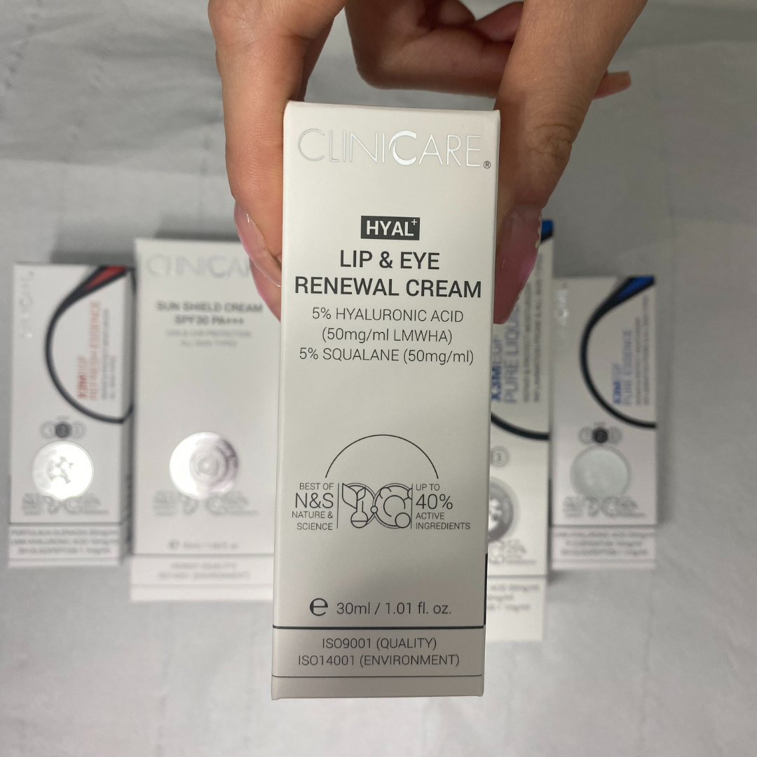 CLINICCARE Lip & Eye Renewal Cream Hyal+ 30ml - Rejuvenate and hydrate your lips and eyes with our advanced cream for a youthful, refreshed appearance