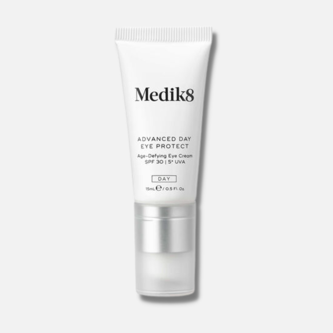 MEDIK8 Advanced Day Eye Protect SPF 30 15ml: Safeguard and rejuvenate your delicate eye area with MEDIK8 Advanced Day Eye Protect, a high-performance eye cream with SPF 30 that moisturizes, protects, and reduces the appearance of fine lines and wrinkles for a brighter and more youthful-looking eye contour.