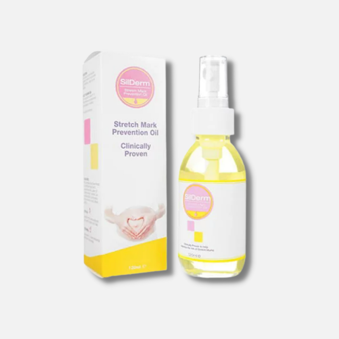 SILDERM Stretch Mark Prevention Oil Spray 120ml: Prevent and nourish stretch marks with SILDERM Stretch Mark Prevention Oil Spray, a specialized formula enriched with essential oils and vitamins that moisturizes and conditions the skin, promoting elasticity and reducing the appearance of stretch marks