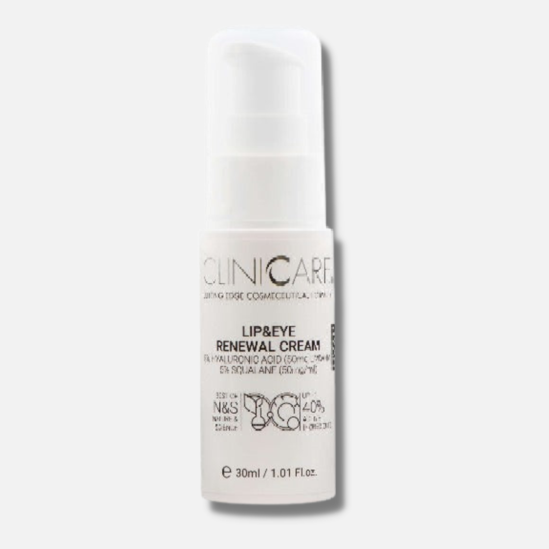 CLINICCARE Lip & Eye Renewal Cream Hyal+ 30ml - Rejuvenate and hydrate your lips and eyes with our advanced cream for a youthful, refreshed appearance