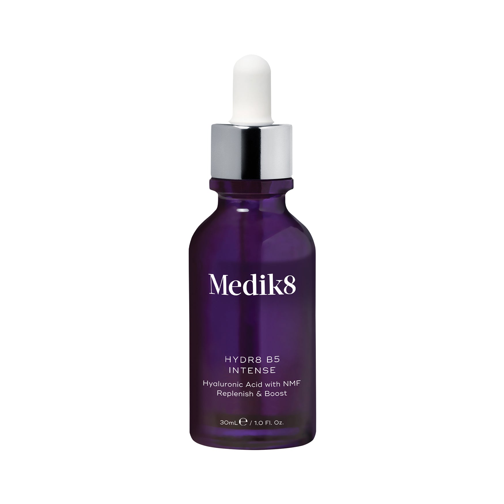 MEDIK8 Hydr8 B5 Intense 30ml: Experience deep hydration with MEDIK8 Hydr8 B5 Intense, a concentrated serum infused with hyaluronic acid, promoting plump and moisturized skin for a revitalised and radiant complexion