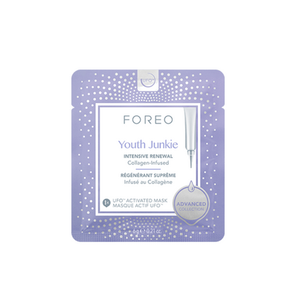 FOREO UFO Masks Youth Junkie x 6: Reveal youthful and radiant skin with this set of 6 FOREO UFO Youth Junkie face masks, formulated to target signs of ageing and restore a youthful complexion