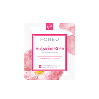 FOREO UFO Mask Bulgarian Rose x 6: Immerse yourself in the rejuvenating power of Bulgarian Rose with this set of 6 FOREO UFO face masks, delivering a luxurious and aromatic skincare experience for a refreshed and glowing complexion