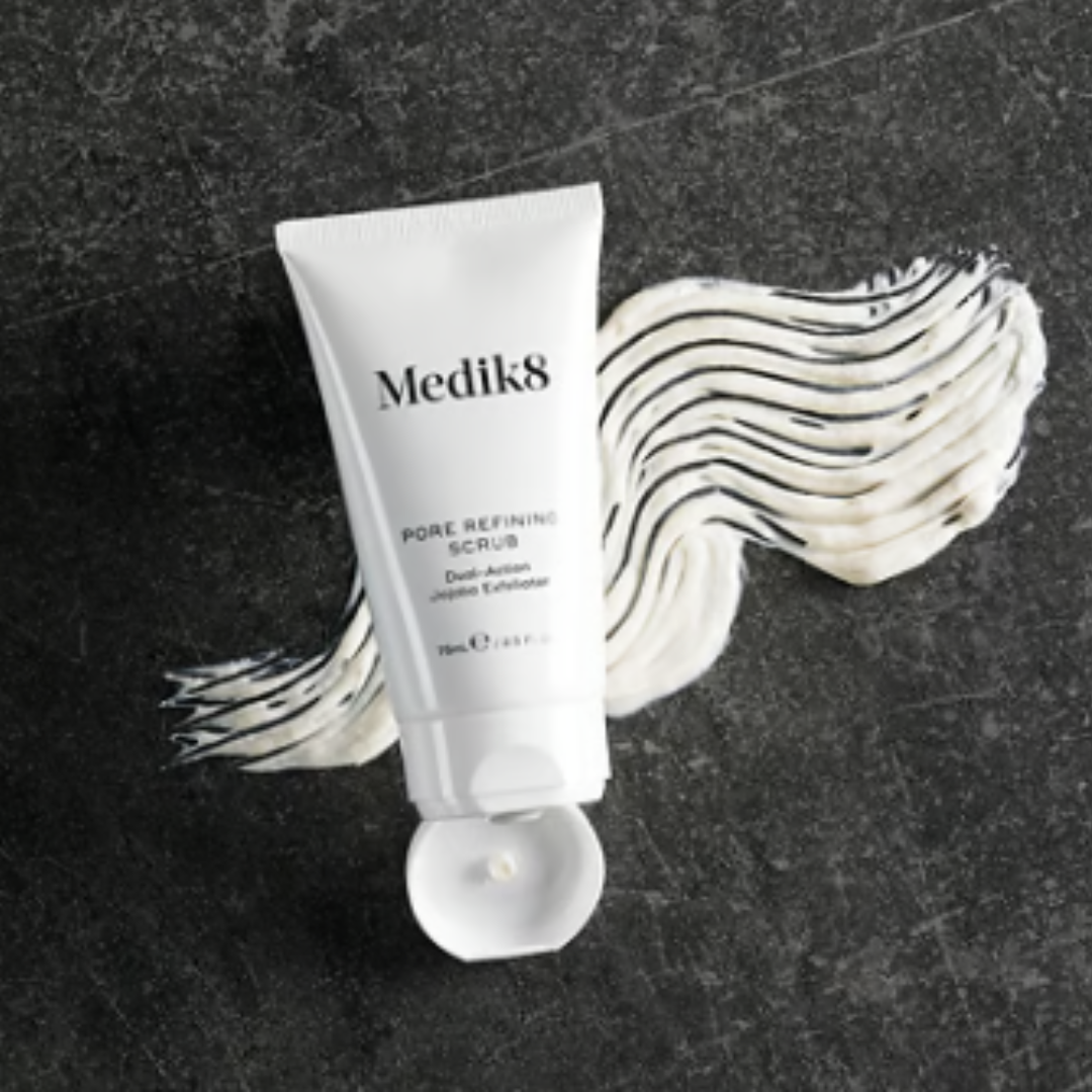 MEDIK8 Pore Refining Scrub 75ml: Refine and purify your skin with MEDIK8 Pore Refining Scrub, a gentle yet effective exfoliating scrub that helps to unclog pores, remove dead skin cells, and minimize the appearance of pores for a smoother and more refined complexion.