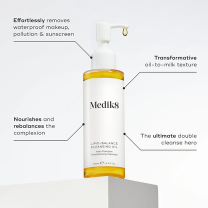 MEDIK8 Lipid-Balance Cleansing Oil 140ml: Restore and nourish your skin with MEDIK8 Lipid-Balance Cleansing Oil, a luxurious oil-based cleanser that effectively removes impurities while maintaining the skin&