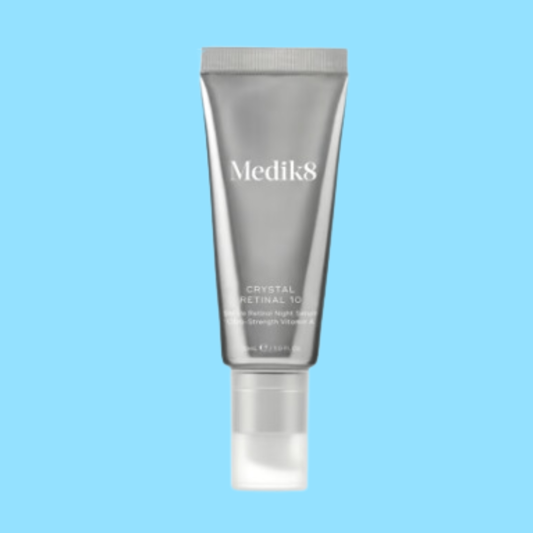 Experience remarkable skin transformation with MEDIK8 Crystal Retinal 10, a high-strength retinaldehyde serum known for its potent anti-ageing and rejuvenating properties