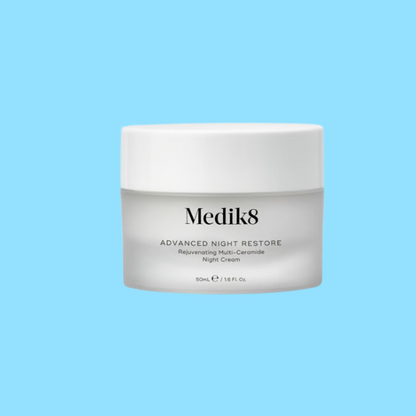 MEDIK8 Advanced Night Restore 50ml: Replenish and rejuvenate your skin with MEDIK8 Advanced Night Restore, a luxurious night cream that nourishes and repairs your skin while you sleep, promoting a smoother, brighter, and more youthful-looking complexion.