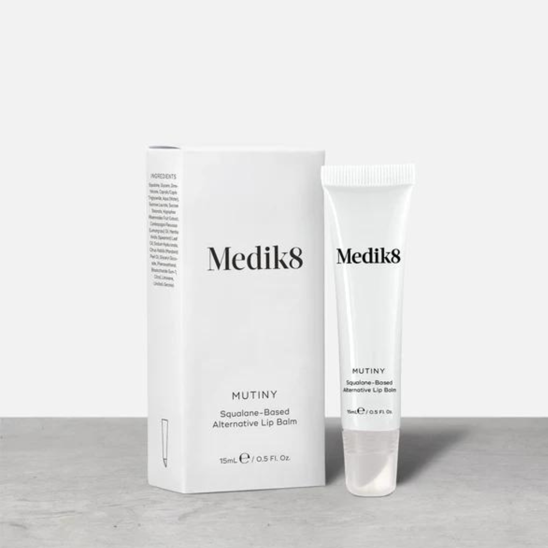 MEDIK8 Mutiny Squalane-Based Alternative Lip Balm 15ml: Nourish and protect your lips with MEDIK8 Mutiny Squalane-Based Alternative Lip Balm, a hydrating and soothing lip balm enriched with squalane, providing long-lasting moisture and comfort for soft and supple lips.