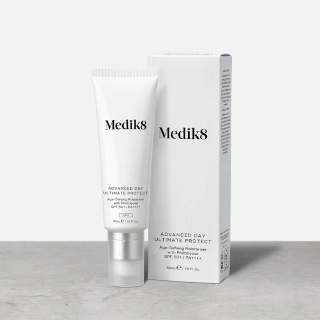 MEDIK8 Advanced Day Ultimate Protect SPF50+: Shield and nourish your skin with MEDIK8 Advanced Day Ultimate Protect, a high-performance sunscreen with SPF50+ that provides advanced protection against UVA and UVB rays while hydrating and promoting a healthy complexion.