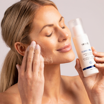 Purify and balance your skin with IMAGE SKINCARE Clear Cell Clarifying Gel Cleanser, a refreshing and clarifying cleanser that gently removes impurities, excess oil, and makeup, leaving the skin clear, balanced, and refreshed.