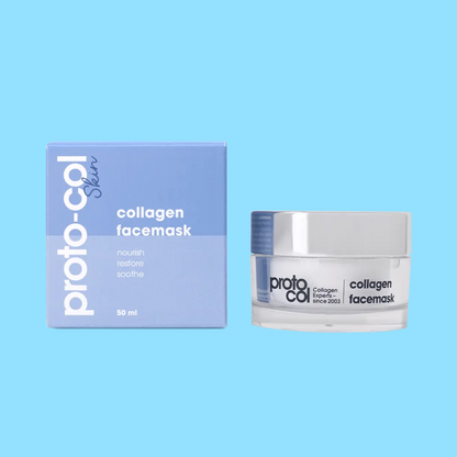 PROTO-COL Collagen Facemask: Rejuvenate and nourish your skin with PROTO-COL Collagen Facemask, a luxurious mask infused with collagen that hydrates, firms, and improves the elasticity of your skin for a radiant and youthful complexion.