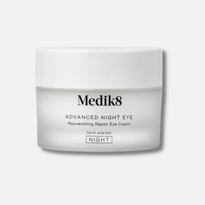 MEDIK8 Advanced Night Eye 15ml: Revitalize and rejuvenate your delicate eye area with MEDIK8 Advanced Night Eye, a potent eye cream that targets signs of aging, puffiness, and dark circles, leaving you with a refreshed and youthful-looking appearance.