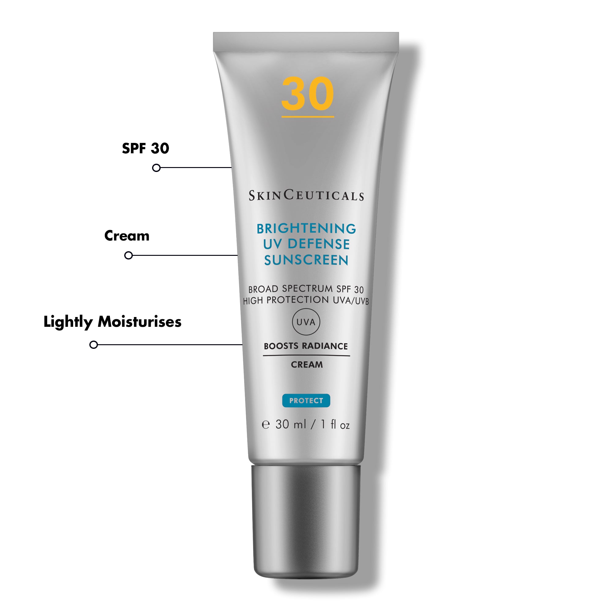 SKINCEUTICALS Brightening UV Defense SPF30 30ml: Shield and brighten your skin with SKINCEUTICALS Brightening UV Defense, a lightweight sunscreen that provides broad-spectrum protection against UV rays while helping to minimize the appearance of dark spots and uneven skin tone for a more radiant and luminous complexion.