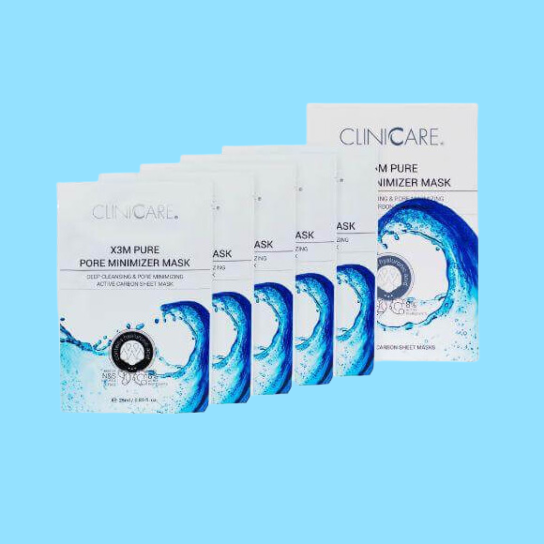 CLINICCARE X3M Pure Pore Minimiser Mask - 5 Masks - Achieve flawless skin with our pore-minimizing mask for a refined and radiant complexion.