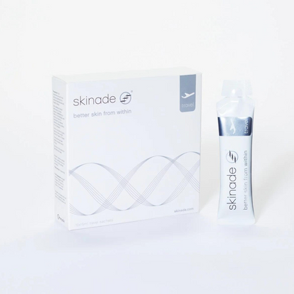 SKINADE Collagen Drinks - Travel Supply: Enhance your skincare routine on-the-go with SKINADE Collagen Drinks in a convenient travel supply, providing essential collagen and nutrients to nourish and revitalize your skin, promoting a healthy and radiant complexion.