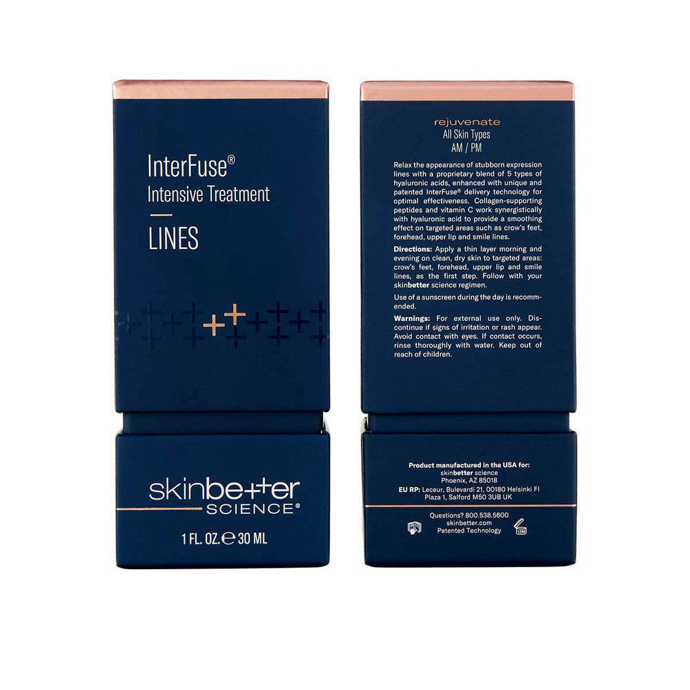 Experience the power of SKINBETTER SCIENCE Rejuvenate Smoothing Interfuse Intensive Treatment LINES. Target and smooth away fine lines and wrinkles for a rejuvenated and youthful-looking complexion.