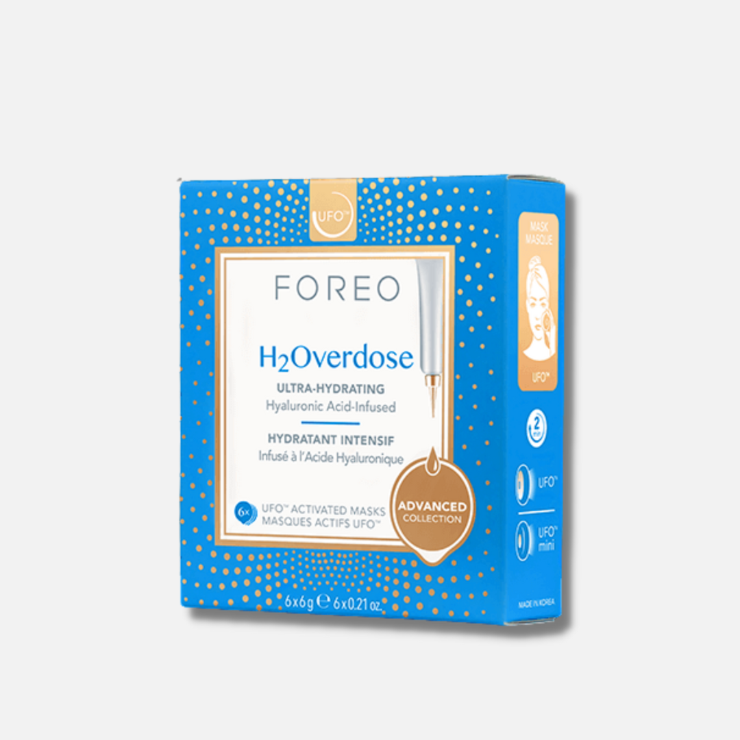 FOREO UFO Masks H2Overdose x 6: Experience intense hydration with this set of 6 FOREO UFO H2Overdose face masks, delivering a surge of moisture for plump and nourished skin