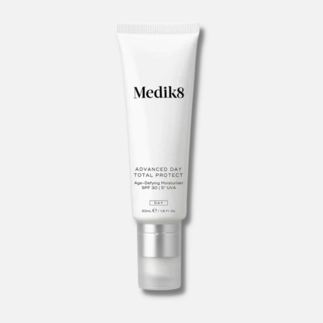 MEDIK8 Advanced Day Total Protect SPF30 50ml: Shield your skin with MEDIK8 Advanced Day Total Protect, a multi-tasking moisturizer with SPF30 that provides advanced protection against UV rays, environmental aggressors, and premature aging for a healthy and protected complexion.