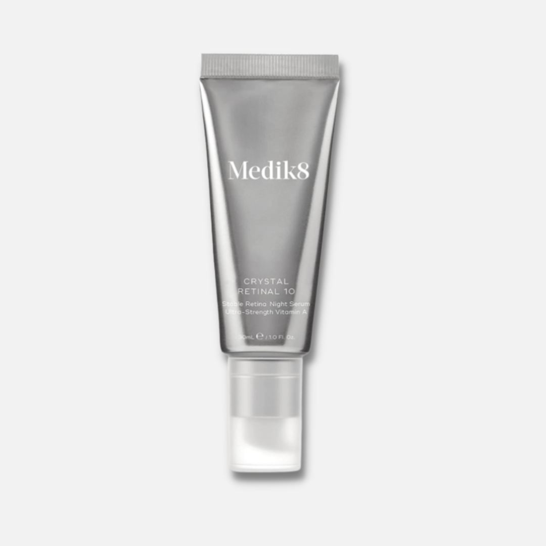 Experience remarkable skin transformation with MEDIK8 Crystal Retinal 10, a high-strength retinaldehyde serum known for its potent anti-ageing and rejuvenating properties