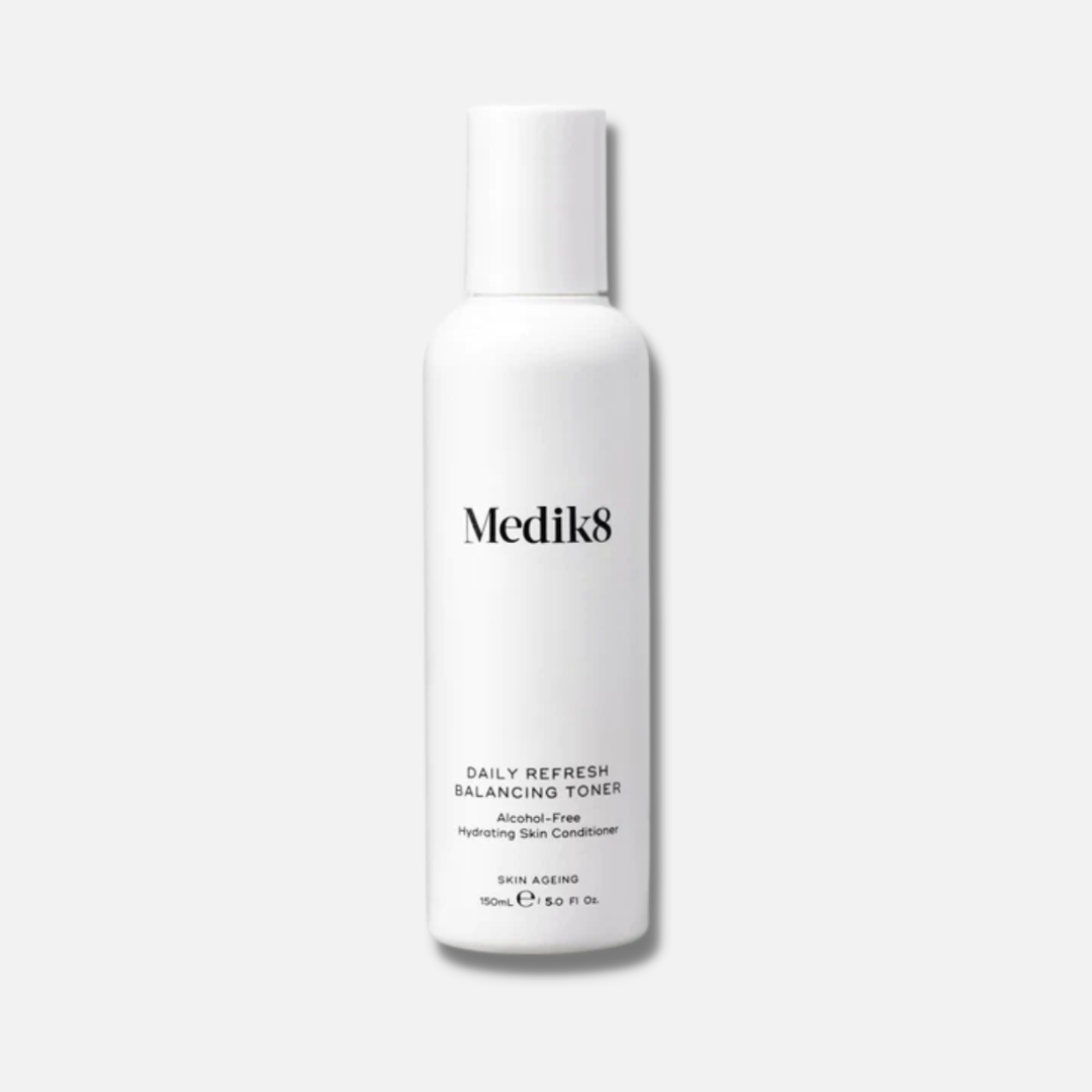 MEDIK8 Daily Refresh Balancing Toner 150ml: Restore balance to your skin with MEDIK8 Daily Refresh Balancing Toner, a gentle and refreshing toner that removes impurities, refines pores, and prepares your skin for optimal absorption of skincare products for a healthy and revitalised complexion.