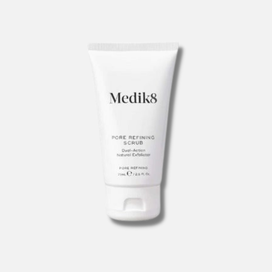 MEDIK8 Pore Refining Scrub 75ml: Refine and purify your skin with MEDIK8 Pore Refining Scrub, a gentle yet effective exfoliating scrub that helps to unclog pores, remove dead skin cells, and minimize the appearance of pores for a smoother and more refined complexion.