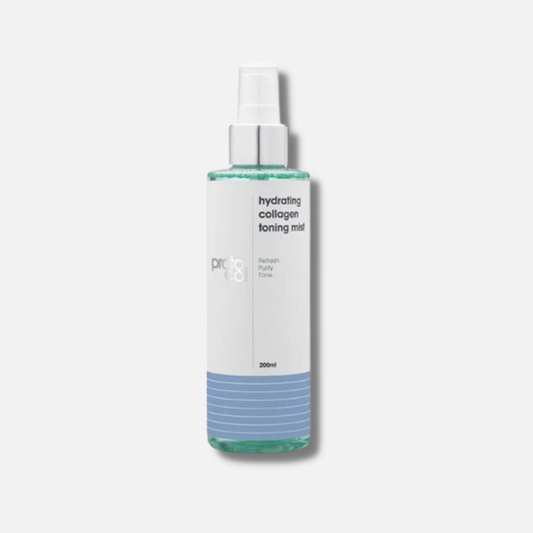 PROTO-COL Hydrating Collagen Toning Mist: Refresh and hydrate your skin with PROTO-COL Hydrating Collagen Toning Mist, a revitalizing mist enriched with collagen that tones, hydrates, and rejuvenates the skin, promoting a youthful and radiant complexion.
