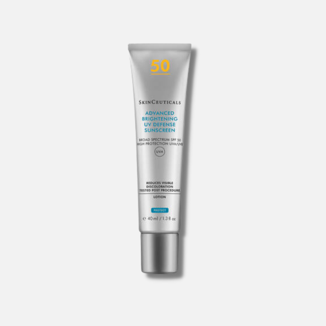 SKINCEUTICALS Advanced Brightening UV Defense SPF50 40ml: Protect and brighten your skin with SKINCEUTICALS Advanced Brightening UV Defense, a high-performance sunscreen with SPF50 that not only shields your skin from harmful UV rays but also helps to minimize the appearance of dark spots and uneven skin tone for a more radiant and even complexion.