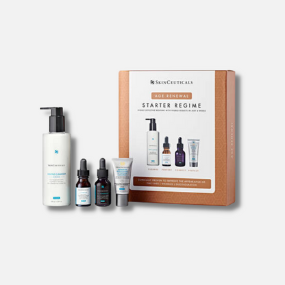 SkinCeuticals Age Renewal Starter Kit for Dry and Ageing Skin - Includes Gentle Cleanser 200ml, C E Ferulic 15ml, H.A. Intensifier 15ml, and Advanced Brightening UV Defence 15ml
