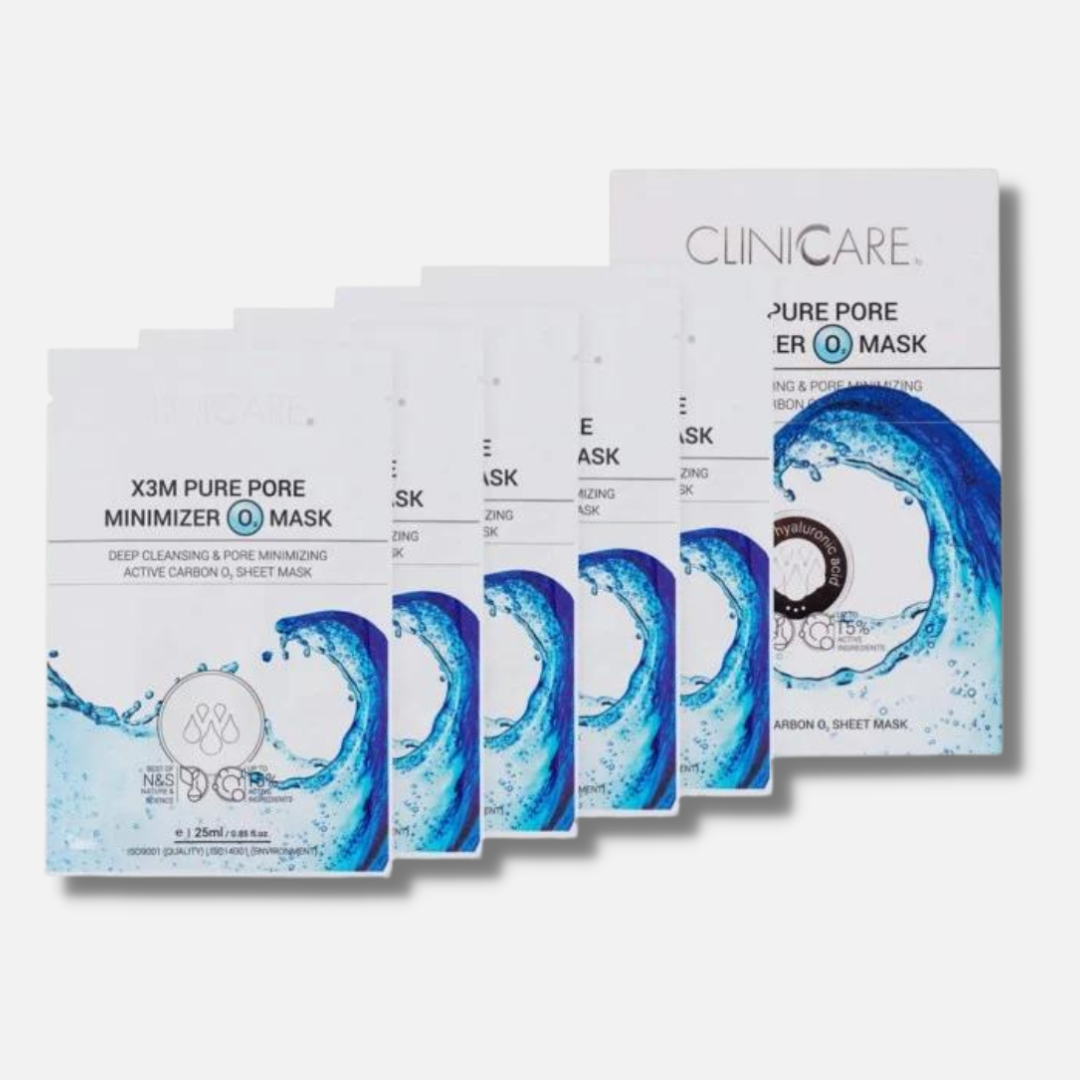 CLINICCARE X3M Pure Pore Minimiser Mask - 5 Masks - Achieve flawless skin with our pore-minimizing mask for a refined and radiant complexion.
