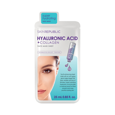 Skin Republic SKIN REPUBLIC Hyaluronic Acid + Collagen Face Sheet Mask | Beautology.